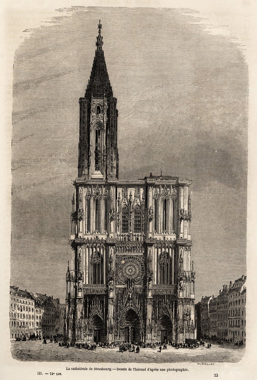 De gevel van de kathedraal van Straatsburg. Illustratie van Victor Duruy