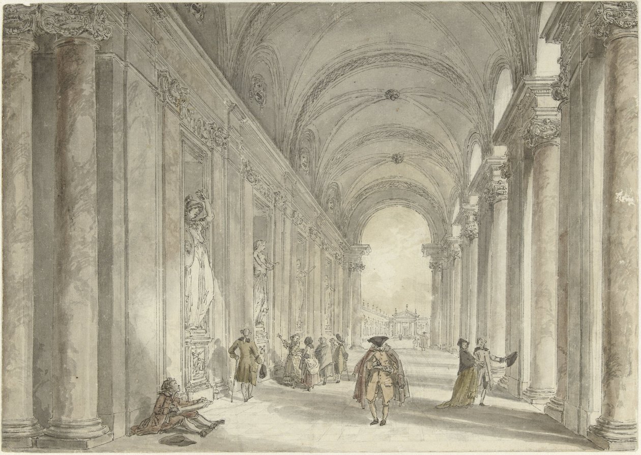 Colonnade van het Casino van de Villa Albani, in Rome door Hubert Robert