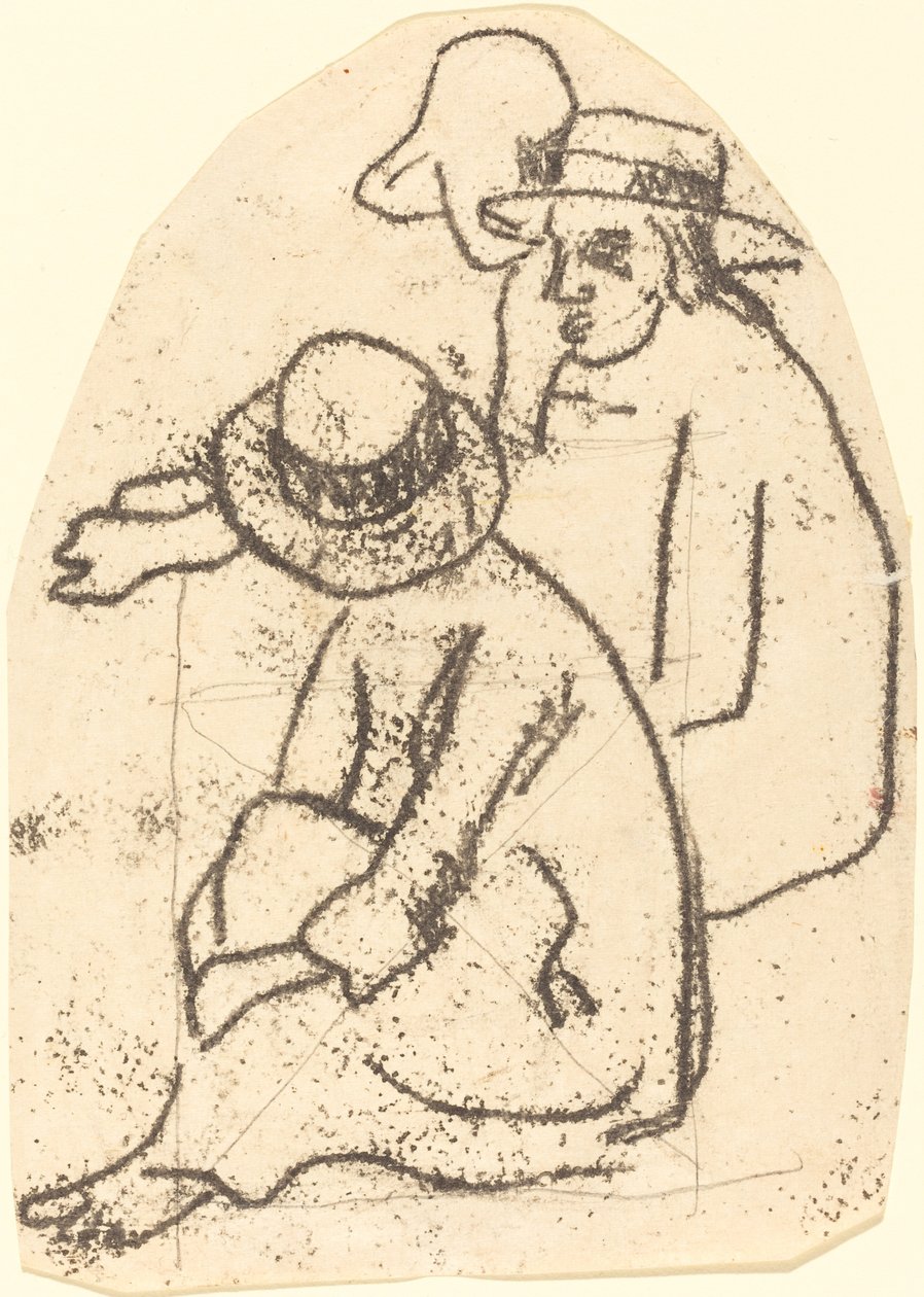 Drie Tahitianen (Studie voor "De Zuster van Liefdadigheid") door Paul Gauguin