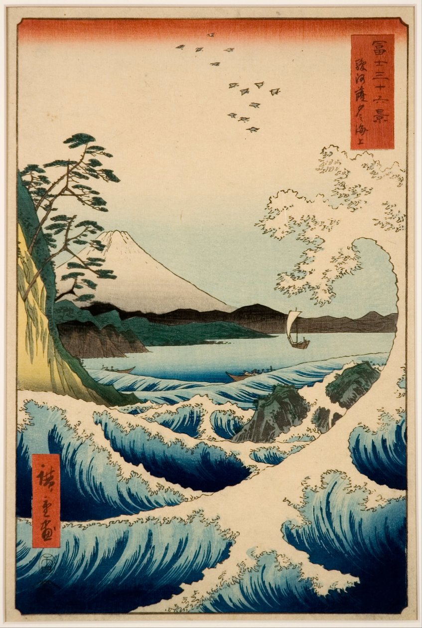 De Zee bij Satta, Suruga Provincie, uit de serie Zesendertig Zichten op de Berg Fuji door Hiroshige