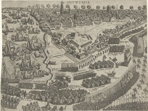 Aankomst van de hertog van Anjou te Antwerpen en ontvangst door de prins van Oranje, 1582