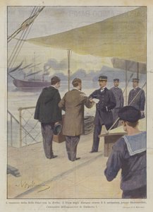 De ontmoeting van de Stella Polare met de Hertha, de hertog van de Abruzzi ontvangt op 5 september...