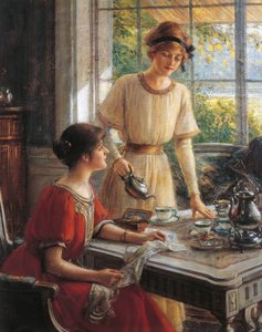 Detail van Vrouwen die thee drinken, door Albert Lynch