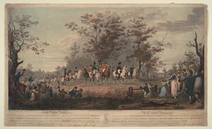 Prins-regent, Willem III van Pruisen, Alexander I, generaal Blücher en hetman Platov inspecteren troepen