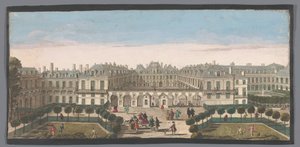Gezicht op het Palais Royal te Parijs