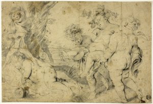 Jonge Bacchus en metgezellen