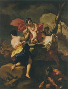 Thetis dompelt de baby Achilles in water uit de Styx