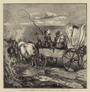 Een Mormoonse familie op weg naar Salt Lake City