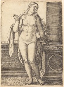 Lucretia Staand bij een Zuil
