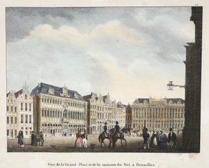 Uitzicht op de Grote Markt en het Koningshuis, in Brussel, ca. 1895