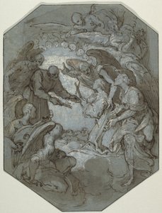 Sint Pieter en de engelen ontvangen een ziel in het paradijs
