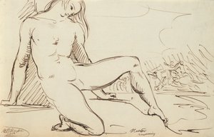 Studie van een naakt figuur