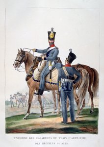 Uniform van een eskadron van paardartillerietrein van een Zwitsers regiment, Frankrijk, 1823