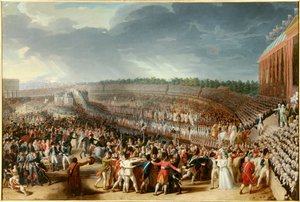 Franse Revolutie: het feest van de Federatie op 14 juli 1790 op het Champ de Mars