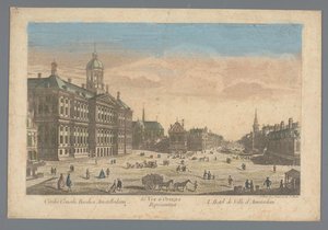 Gezicht op het stadhuis op de Dam te Amsterdam