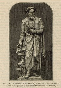 Standbeeld van William Tyndale op de Thames Embankment