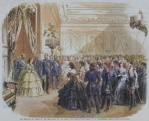 De keizer van Rusland op het bal gegeven door de graaf en gravin de Morny in Sint-Petersburg (gravure)