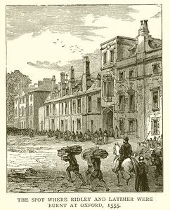 De Plaats waar Ridley en Latimer werden Verbrand in Oxford, 1555
