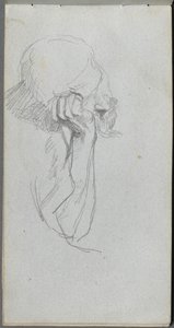 Schetsboek, pagina 16: Melancholische figuur