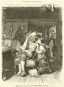 De terugkeer van de Zwitserse soldaat (gravure)