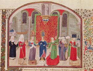 Ms 927 Fol.17v Theologische en Kardinale Deugden, uit Ethiek, Politiek en Economie door Aristoteles (384-322 v.Chr.)