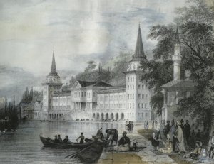 Het Dolmabahce Paleis aan de Bosporus, 1840