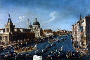 Venetië de vrouwenregatta op het Canal Grande. Schilderij door Gabriel Bella. Tweede helft van de 18e eeuw. Venetië Raccolta Querini - Stampalia