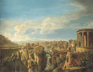 Een uitzicht op Tivoli met de Tempel van Vesta