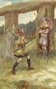 Hodur nam de maretak van Loki, en Loki leidde zijn arm, en hij wierp het naar Baldur, en met een scherpe kreet viel Baldur dood neer