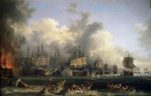 De zeeslag bij Chesma op 5 juli 1770
