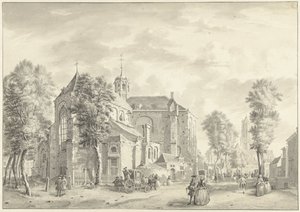 Pieterskerk te Utrecht met op de achtergrond de Dom