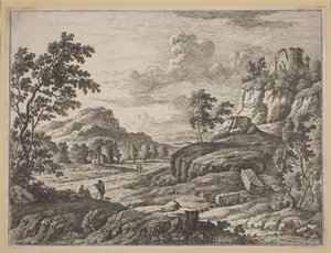 Landschap met twee verwoeste torens