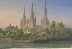 Lichfield Cathedral - Zuidwestelijke Aanblik door John Buckler