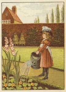 Meisje dat de tuin water geeft
