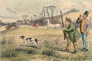 Mr. Jogglebury Crowdey met zijn hond en zijn geweer, c1860s