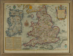 Kaart die de invasies van Engeland en Ierland toont met al hun burgeroorlogen sinds de verovering, ca. 1627