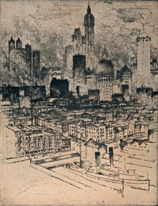 New York vanaf de Brooklyn Bridge, c1908