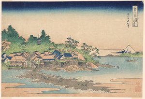 Enoshima-eiland in de provincie Sagami, uit de serie "Zesendertig gezichten op de berg Fuji"