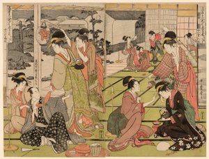 Act Elf uit de serie "Het Chushingura Drama Geparodieerd door Beroemde Schoonheden (Komei bijin mitate Chushingura Junimai Kuzuki)"