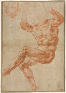 Studie voor de Naakte Jeugd boven de Profeet Daniël recto, 1510-1511