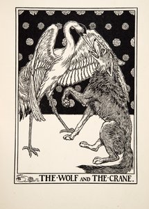De wolf en de kraanvogel, uit Honderd fabels van Aesopus