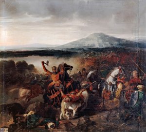 Roger I van Sicilië bij de Slag bij Cerami in 1061