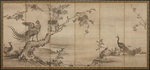 Vogels, bloemen en bomen: op de achterkant, bamboebomen, Momoyama-periode, 1568-1615