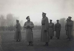 Keizer Nicolaas II en Groothertog Nikolai Nikolaevich in Baranovichi, september 1914, 1914