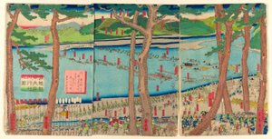 Processie van Minamoto no Yoritomo over de Oi-rivier (Minamoto Yoritomo ko Oikawa gyoretsu zu)
