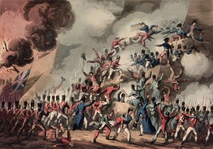 Bestorming van St. Sebastian, 31 augustus 1813, gegraveerd door Thomas Sutherland