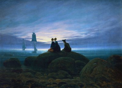 Maanopkomst boven de zee, 1774 door Caspar David Friedrich