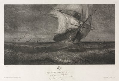 Het Spookschip, of Op de Golven, 1872 door Theophile Narcisse Chauvel